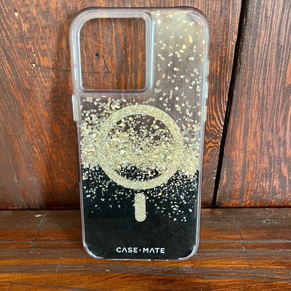 iPhone 14 Pro Max Case-Mate Gold Glitter Mag-Safe Phone Case